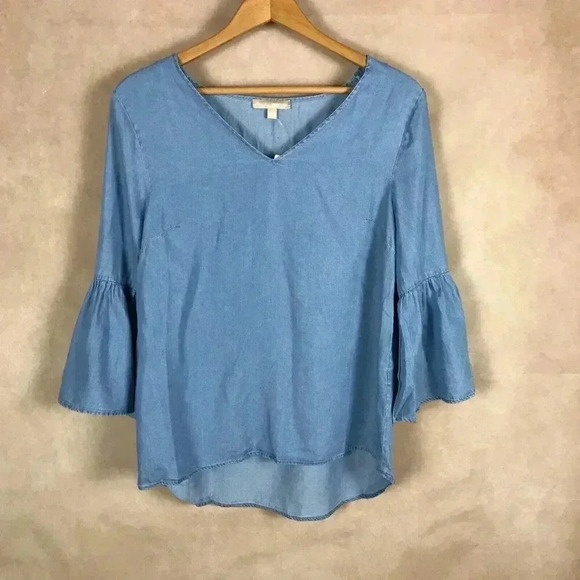 Soft Bell Sleeve Blue Belle Boho Top NWT SMALL - Picture 2 of 7